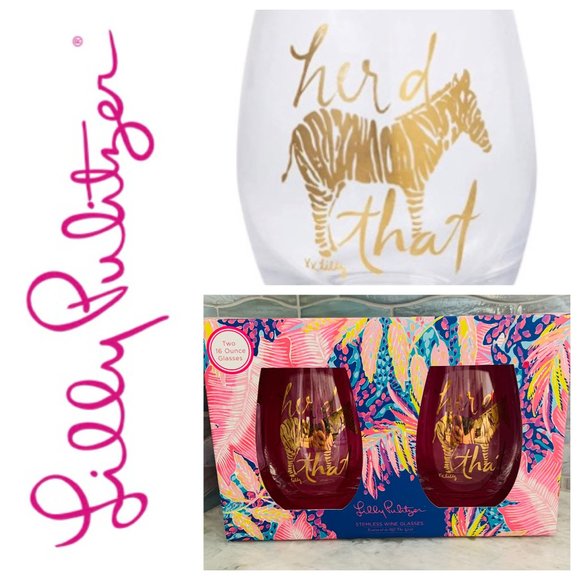 Lilly Pulitzer Other - Lilly Pulitzer Herd That Stemless Wine Glass Zebra